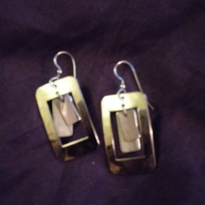 2" Silver Hanging Geometric Earrings